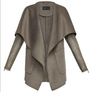 BCBGMAXAZRIA Ryder Vegan Leather / Wool Blend Coat NWOT